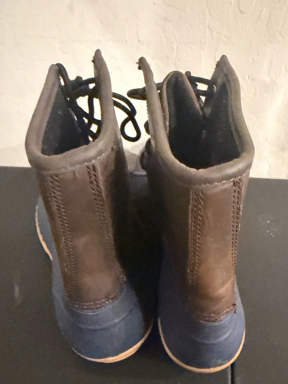 Target Men's Navy and Brown Lace-Up Rain Boots